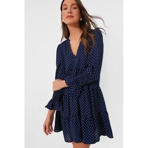 Tuckernuck Pomander Place Navy Polka Dot Kenzo Tiered Dress Sz Large